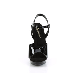 front of 3/4-inch platform black ankle strap sandal high heel shoes Lip-109