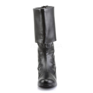 front of Men's black pirate boot with large cuff Pirate-100