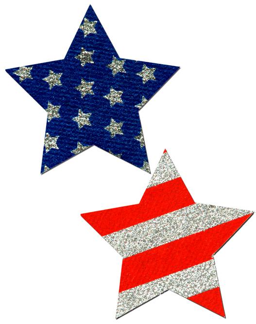 PT-STR-GLT-PAT American Flag Glitter Star Pasties
