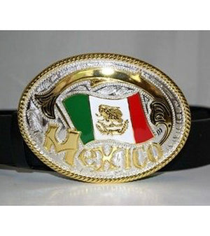 Flag of Mexico oval belt buckle 81915