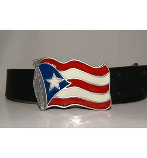 Puerto Rico Waving Flag Belt Buckle