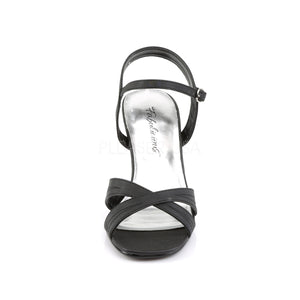 front of Black sandal shoes with 3.25-inch block heels Romance-313