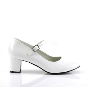 side view of white Mary Jane shoe with 2-inch heel Schoolgirl-50
