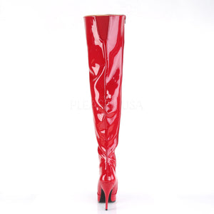 back of red thigh boots with 5-inch spike heels Seduce-3010