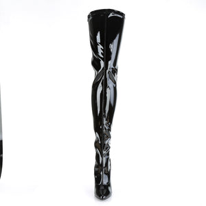 front of open back lace-up D-ring thigh high boots with 5-inch stiletto heel Seduce-3063