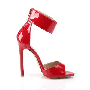 side view of red dual buckled ankle strap shoe 5-inch heel Sexy-19