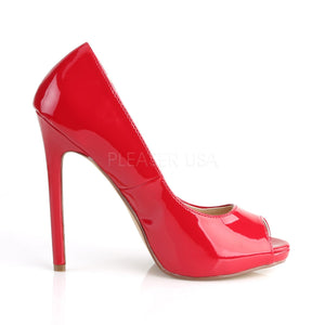side view of red Platform peep toe pumps with 5-inch heels Sexy-42