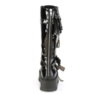 zipper on Lace-up buckle knee high boot with 2-inch platform Slacker-260