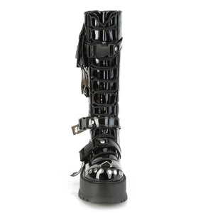 front of Lace-up buckle knee high boot with 2-inch platform Slacker-260