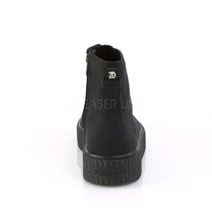 back of Unisex black high top lace-up creeper sneaker Sneeker-201