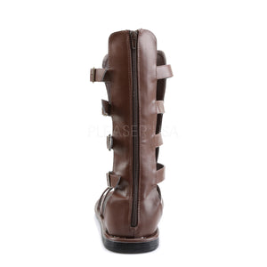 back zipper of men's brown gladiator sandal Spartan-105