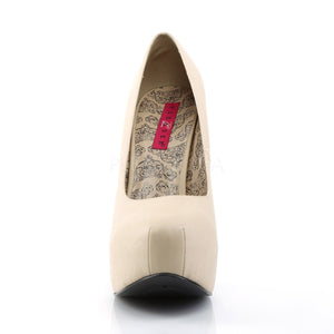 front of cream wide width pump shoes with 5-inch heel Teeze-06W