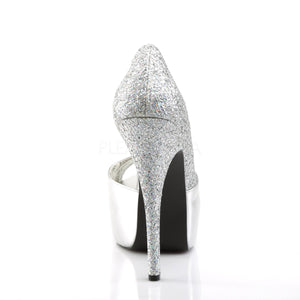 back of silver peep toe D'Orsay pumps with 5-inch heel Teeze-41W