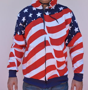 American flag zipper hoodie sweatshirt size small to 3X