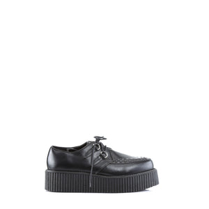 side view of men's lace-up black shoe with 2-inch platform V-Creeper-502