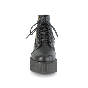 front of lace-up creeper men's boots with 2-inch platform and zipper V-Creeper-571