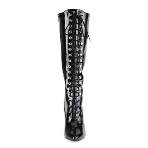 front of no platform lace-up knee boots with 4-inch heel Vanity-2020