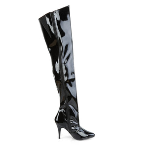 zipper on black patent thigh high boot with 4-inch heel Vanity-3010