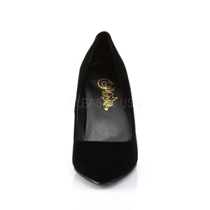 front of black velvet pump shoes with 4-inch spike heels Vanity-420