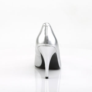 back of silver pump shoe with 4-inch spike heels Vanity-420
