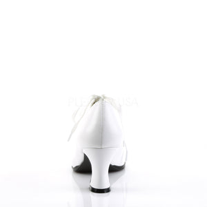 back of white faux leather lace-up shoes with 2.75-inch heels Victorian-03