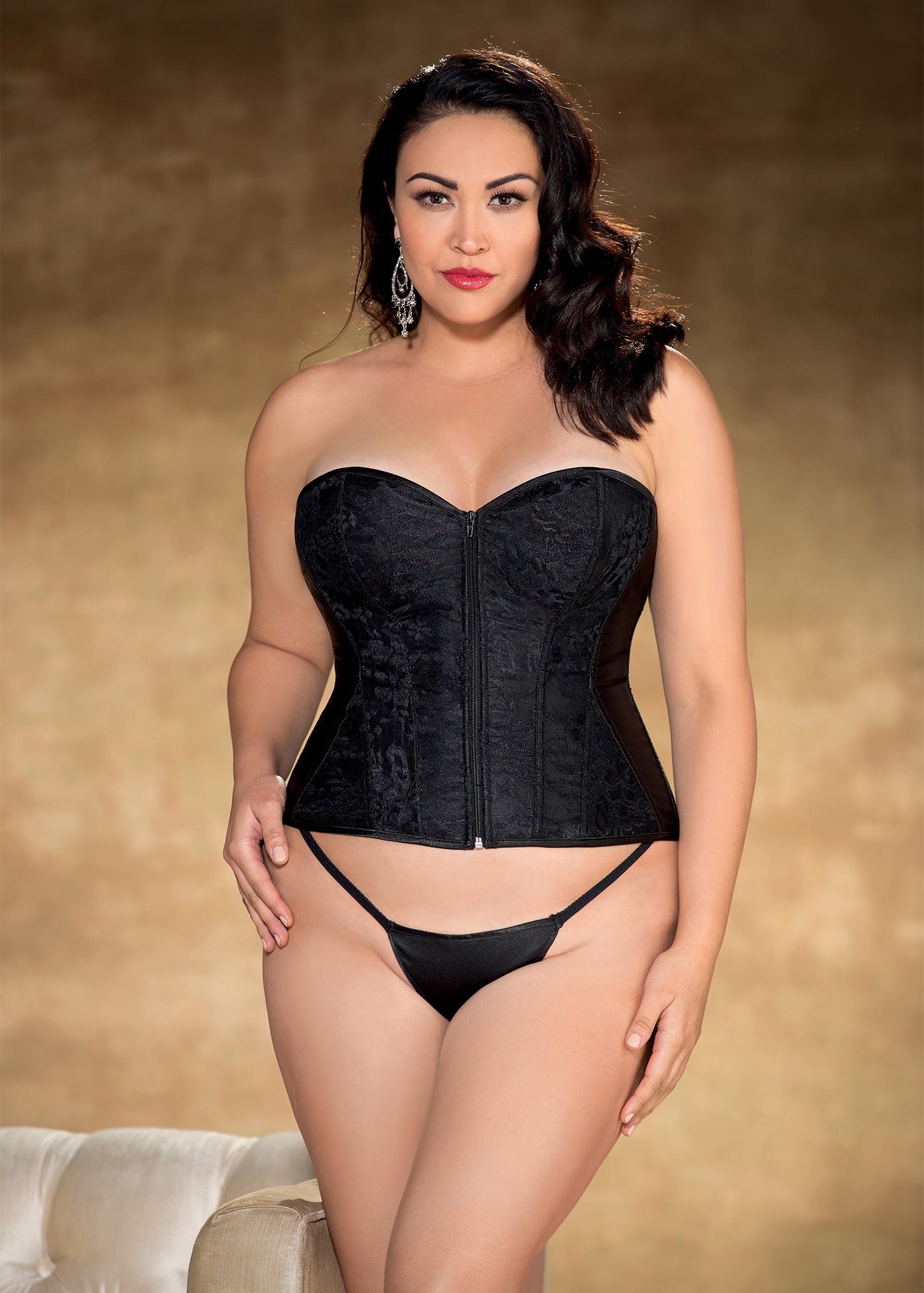Plus Size Lace and Satin Overlay Corset