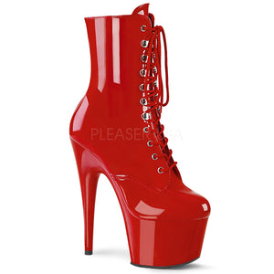 red Lace-Up platform ankle boots with 7-inch spike heels Adore-1020