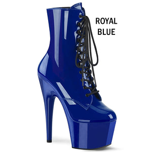 royal blue lace-up platform ankle boots with 7-inch heels Adore-1020