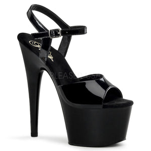 black ankle strap sandals with 7-inch stiletto heels Adore-709