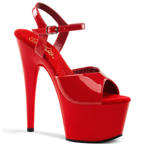 red ankle strap sandals with 7-inch spike heels Adore-709
