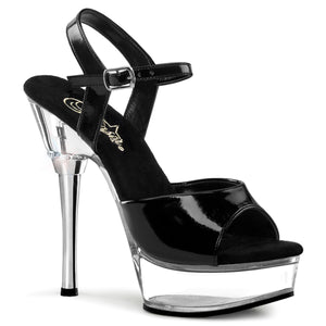black sandal shoe with clear platform and 5-inch stiletto heel Allure-609