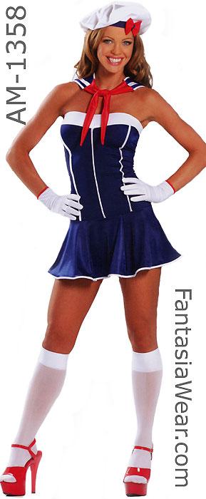 full view of American sailor girl dress 3-piece costume 1358