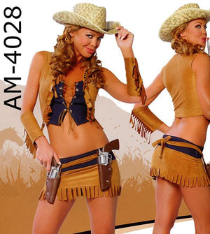 Country western cowgirl costume with straw hat H4029