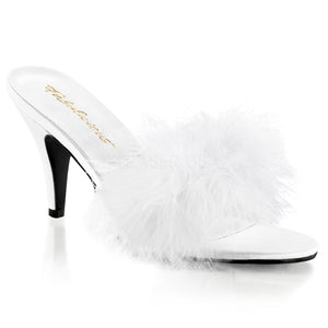 white feather slipper shoe with 3-inch heel Amour-03