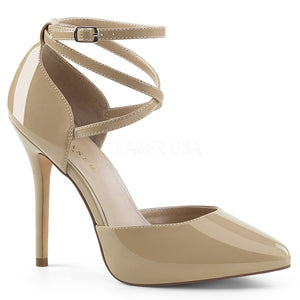 cream pointed toe D'Orsay pump shoes with ankle straps Amuse-25