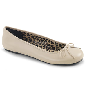 cream classic adult ballet flat with bow accent Anna-01