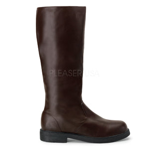 Men's brown faux leather knee high boot with 1-inch heels Captain-100