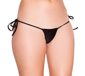 front of black ultra side-tie micro string thong bikini bottom Chip Tie