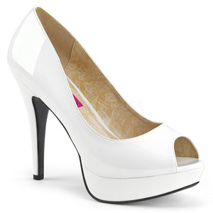 white peep toe pump 5-inch high heel shoes Chloe-01