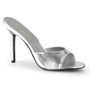 silver Peep toe slide slipper with 4-inch heel Classique-01