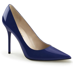 navy blue Pointed-toe classic pump dress shoe with 4-inch spike heel, sizes 5-16 Classique-20