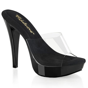 clear upper slipper with black platform and 5-inch spike heel Cocktail-501