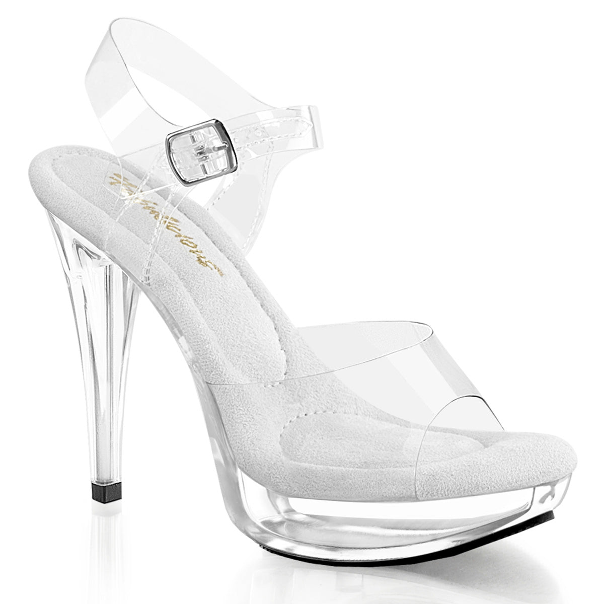 M-Jewel, 5 Inch High Heel with 3/4 Inch Platform Clear Bridal Shoes  w/rhinestones