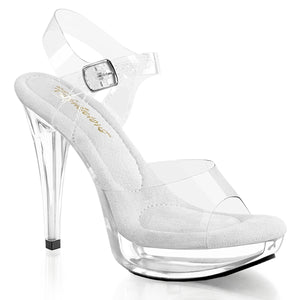 clear and white platform ankle strap sandal shoe with 5-inch heel Cocktail-508