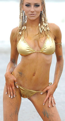 Metallic gold bikini with side tie bottom 2-piece set