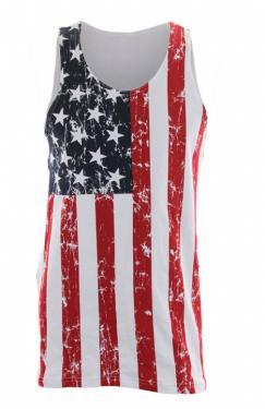 CS-MU3USA Distressed American Flag Sleeveless Shirt