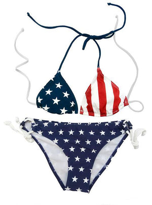 American Flag Stars Side Tie Bikini 2-pc Set