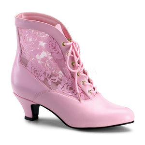 pink Victorian lace ankle boot with 2-inch heel Dame-05