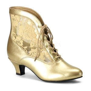 gold Victorian lace ankle boot with 2-inch heel Dame-05