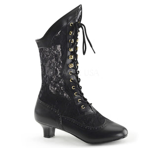 black Victorian lace ankle boots with 2-inch heel Dame-115